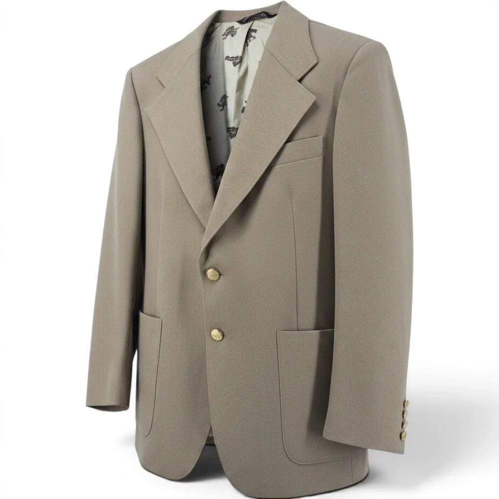 JCPenney Sport Coat Mens 40 American Craftsmen Tan Gold Button Vintage USA EUC